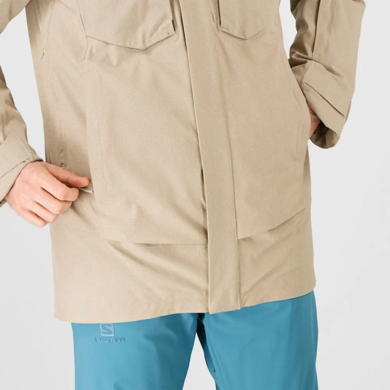 Chaquetas De Esquí Salomon Stance Cargo Insulated Encapuchado Hombre Beige | MX YDCQ845